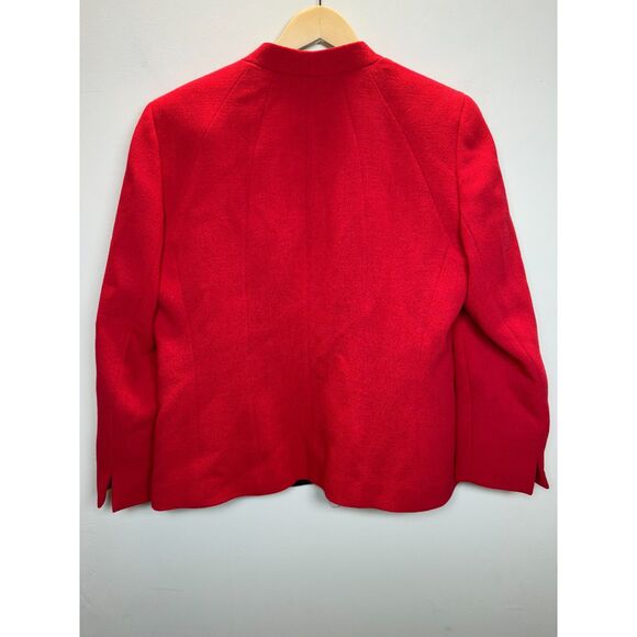 Lafayette 148 Women's Petite Size 12 Red Wool Blazer Jacket Holidays EUC - Picture 2 of 5